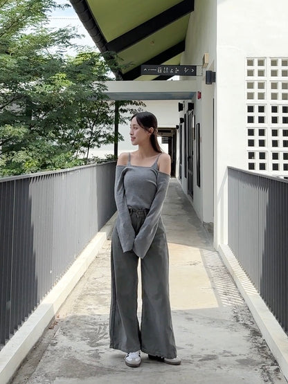 CLASSIC GREY WIDE LEG JEANS  - PETITEGIRLS 小个子定制款