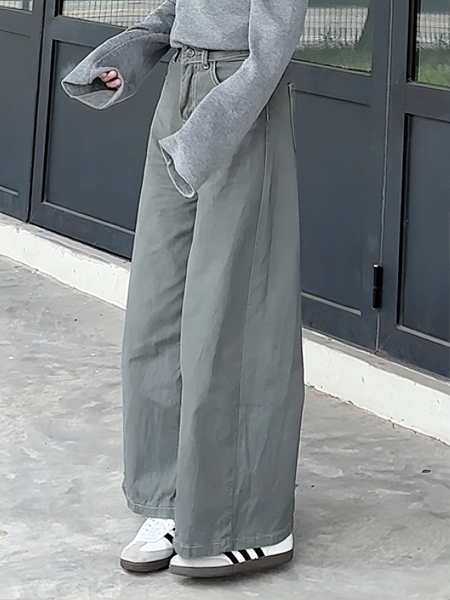 CLASSIC GREY WIDE LEG JEANS  - PETITEGIRLS 小个子定制款