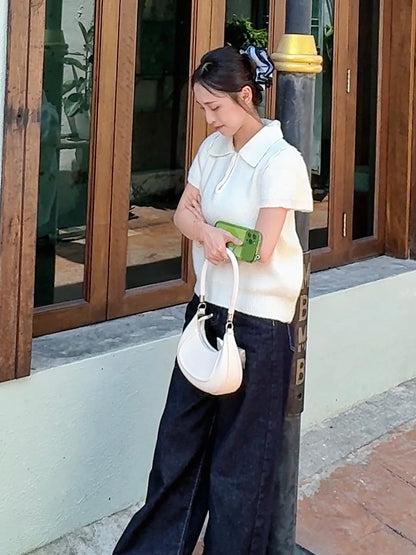 MINIMAL KNIT POLO TOP