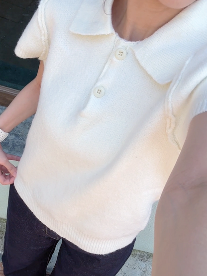 MINIMAL KNIT POLO TOP