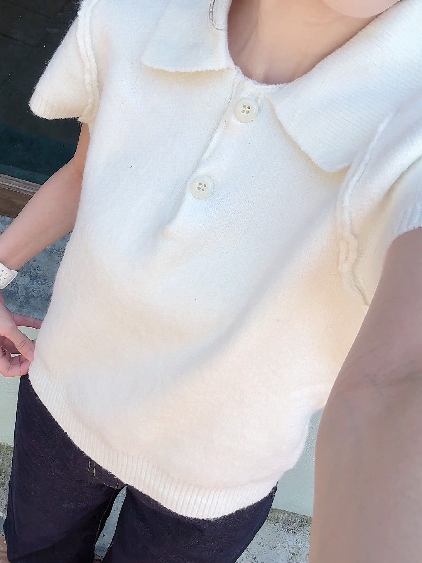 MINIMAL KNIT POLO TOP