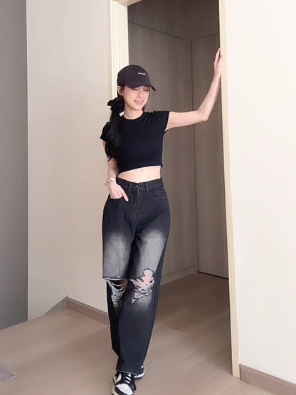 CHIC SHORT CROP TEE - BLACK