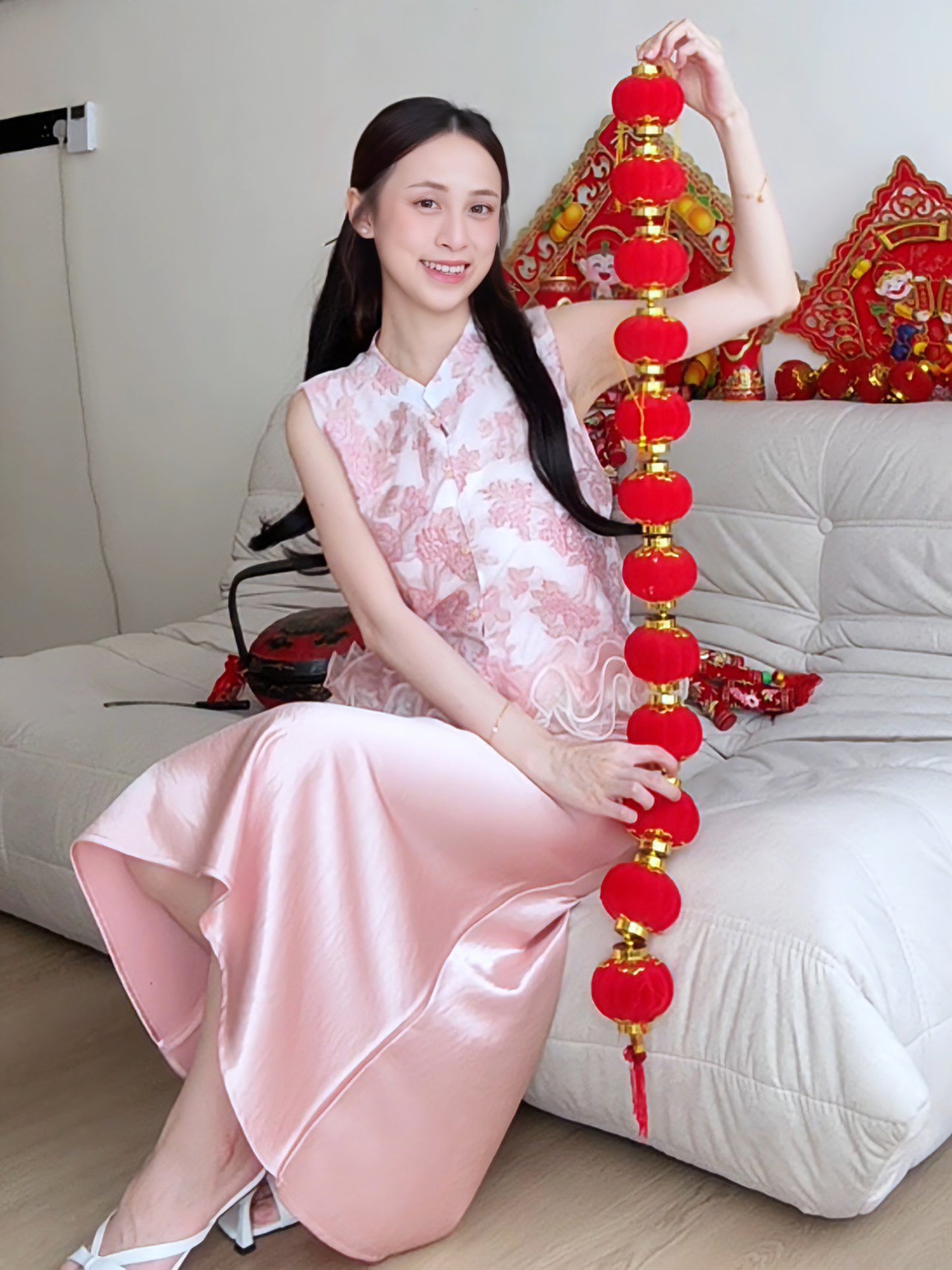PINK SATIN MAXI SKIRT - PETITEGIRLS 小个子定制款