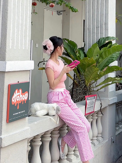 BALLET GINGHAM PANTS - PETITEGIRLS 小个子定制款