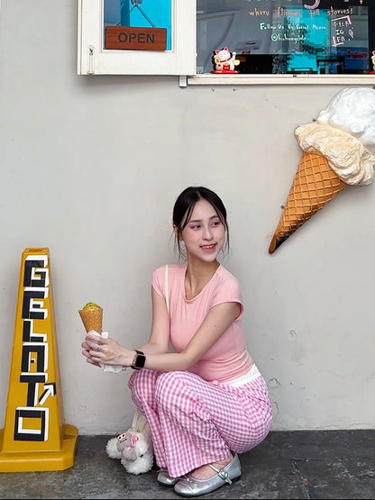 BALLET GINGHAM PANTS - PETITEGIRLS 小个子定制款