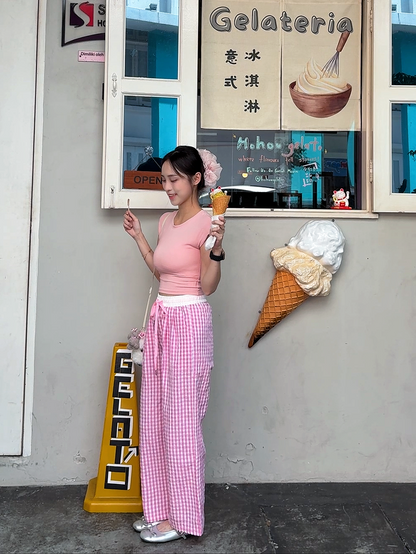 BALLET GINGHAM PANTS - PETITEGIRLS 小个子定制款