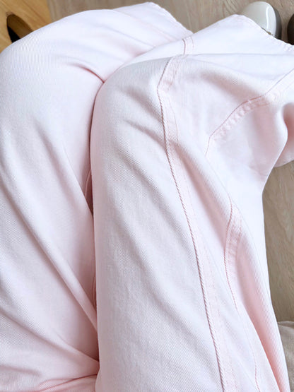PINK WIDE-LEG JEANS WITH CONTOUR SEAMS - PETITEGIRLS 小个子定制款