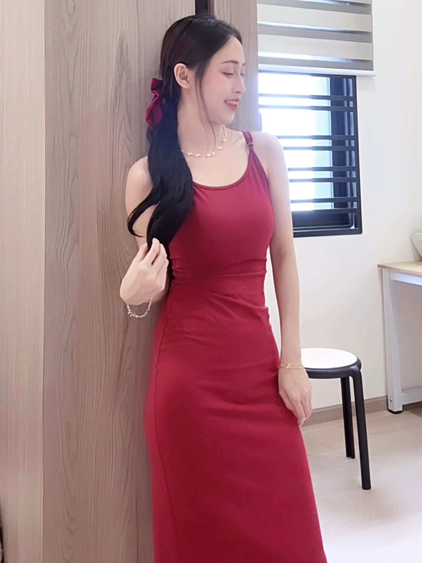 BURGUNDY BODYCON DRESS - PETITEGIRLS 小个子定制款