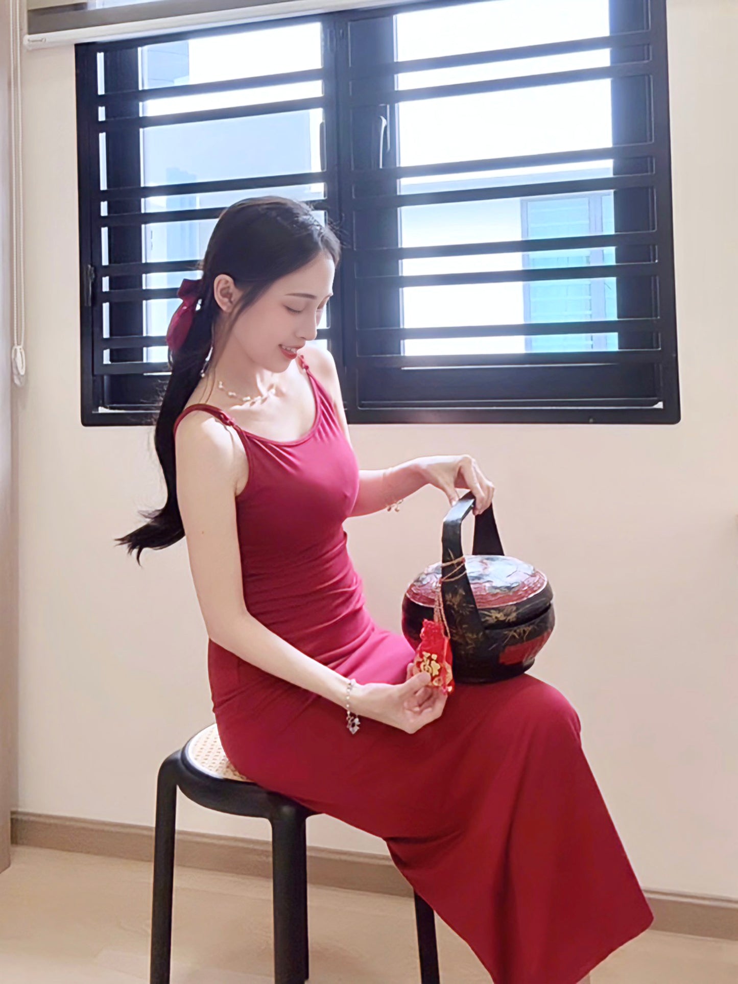 BURGUNDY BODYCON DRESS - PETITEGIRLS 小个子定制款