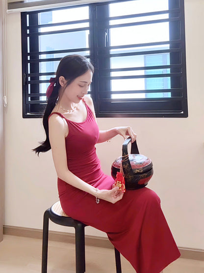 BURGUNDY BODYCON DRESS - PETITEGIRLS 小个子定制款