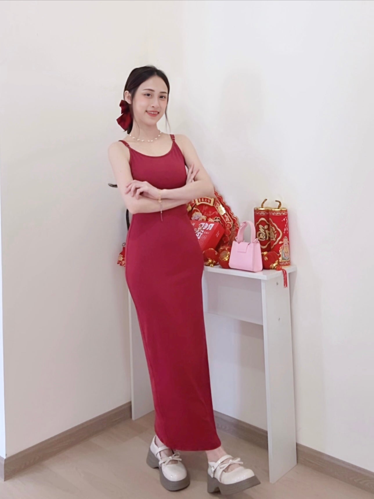 BURGUNDY BODYCON DRESS - PETITEGIRLS 小个子定制款