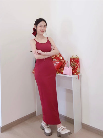 BURGUNDY BODYCON DRESS - PETITEGIRLS 小个子定制款