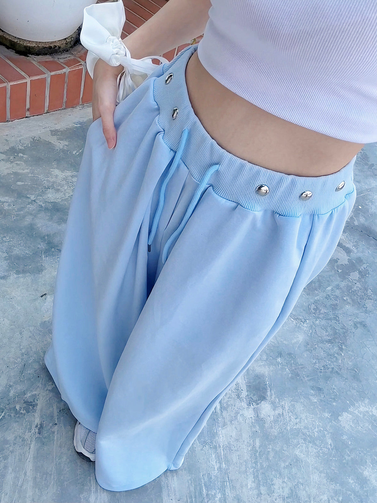 BLUE CINCH HEM SWEATPANTS  - PETITEGIRLS 小个子定制款