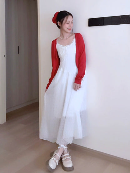 LUMIERE WHITE LACE MAXI DRESS - PETITEGIRLS 小个子定制款