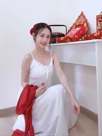 LUMIERE WHITE LACE MAXI DRESS - PETITEGIRLS 小个子定制款