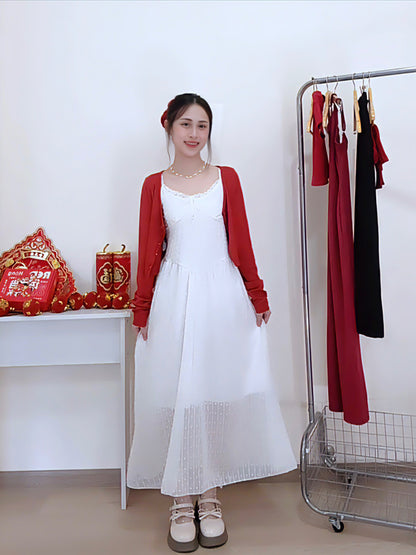 LUMIERE WHITE LACE MAXI DRESS - PETITEGIRLS 小个子定制款
