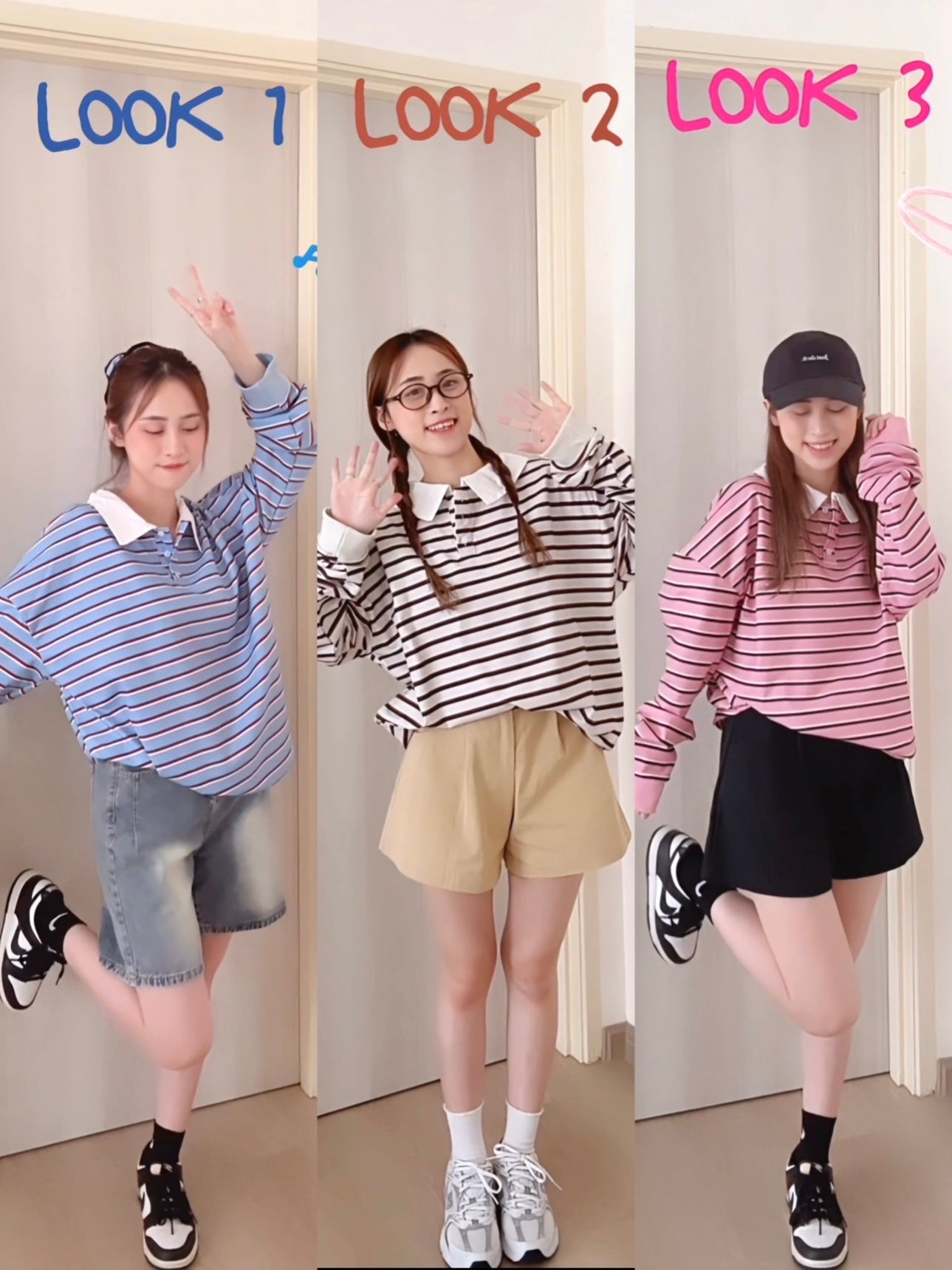 STRIPED POLO SWEATSHIRT-BROWN