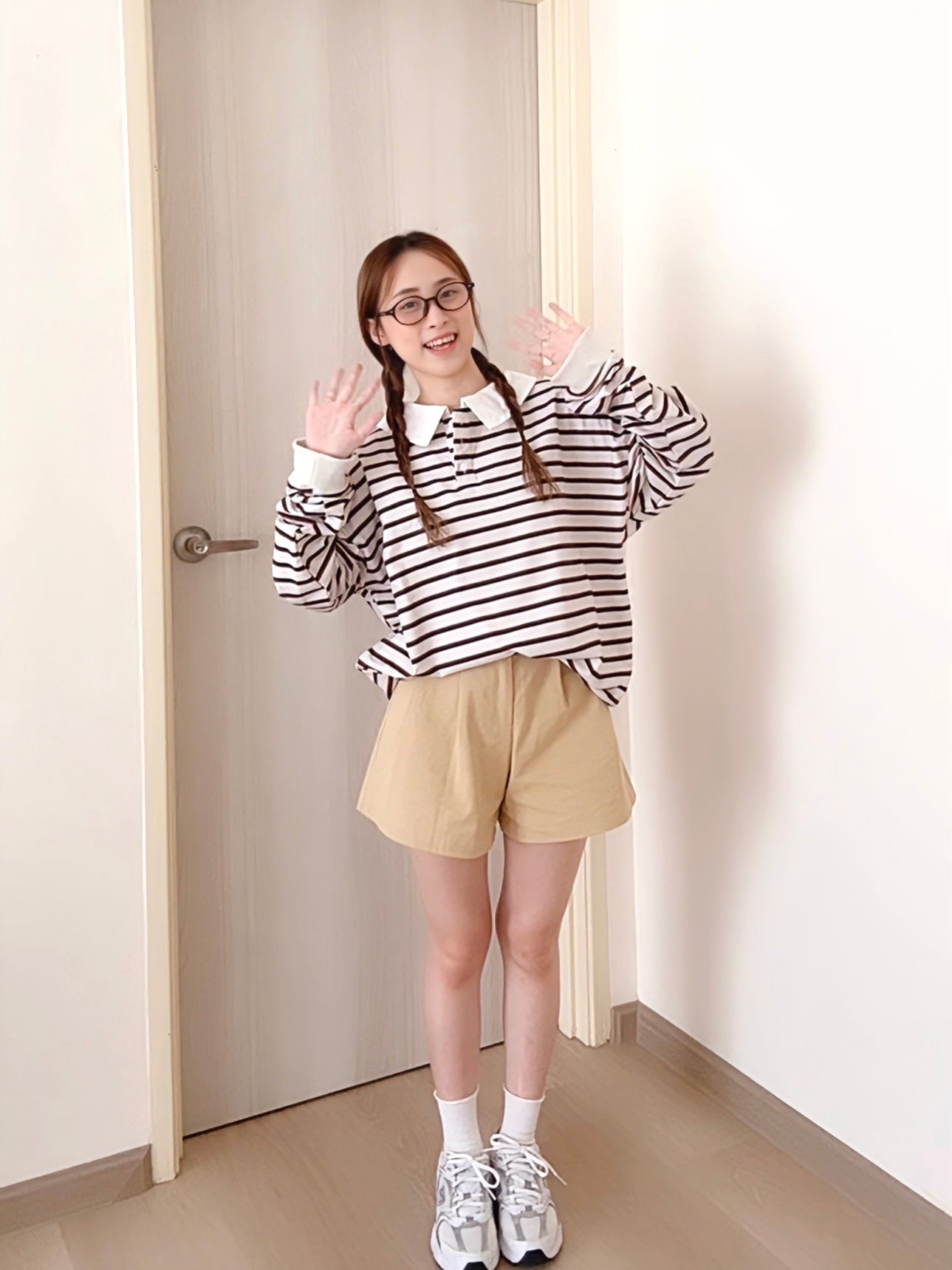 STRIPED POLO SWEATSHIRT-BROWN