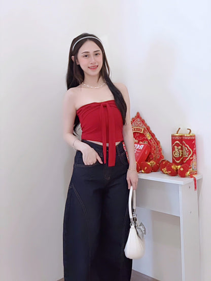 RICH RED BOW FRONT TOP