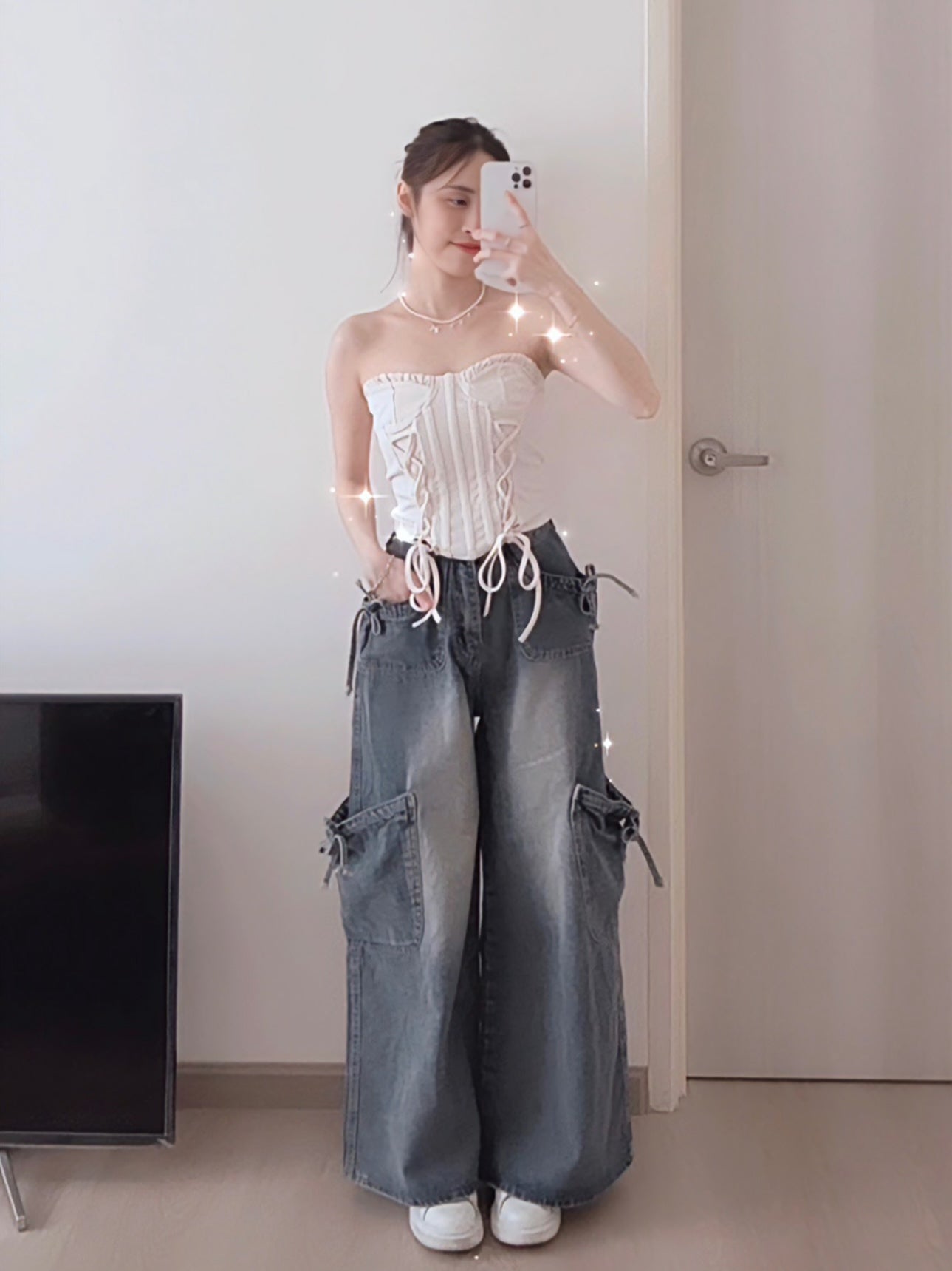 VINTAGE DENIM PANTS WITH POCKET- PETITEGIRLS 小个子定制款