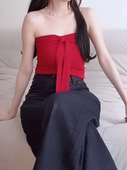RICH RED BOW FRONT TOP