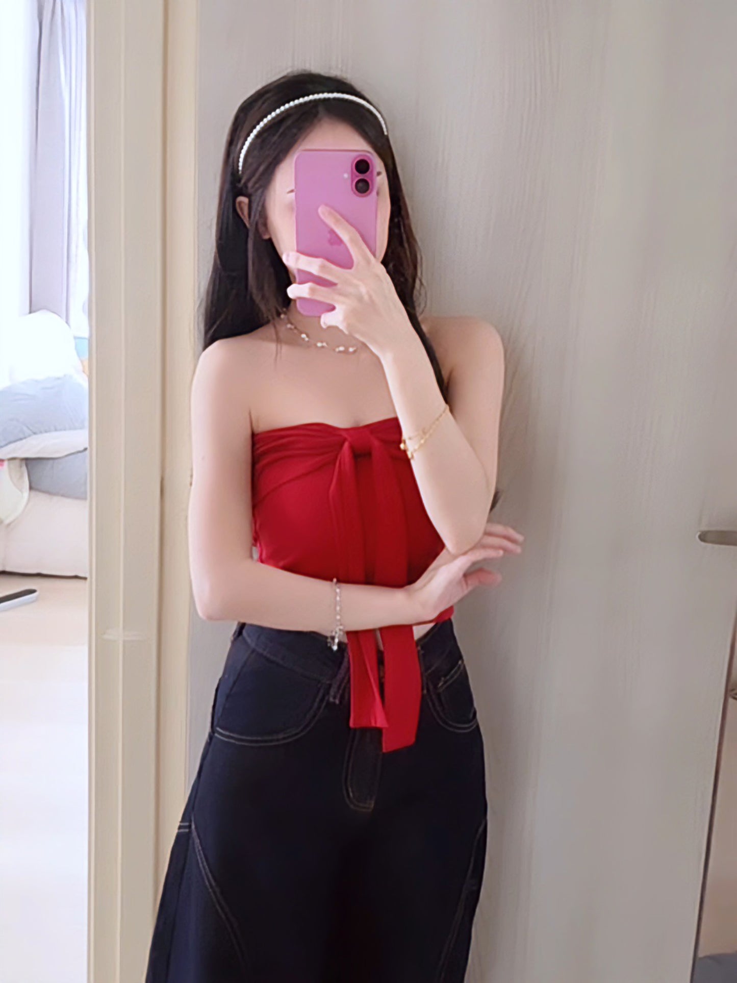 RICH RED BOW FRONT TOP