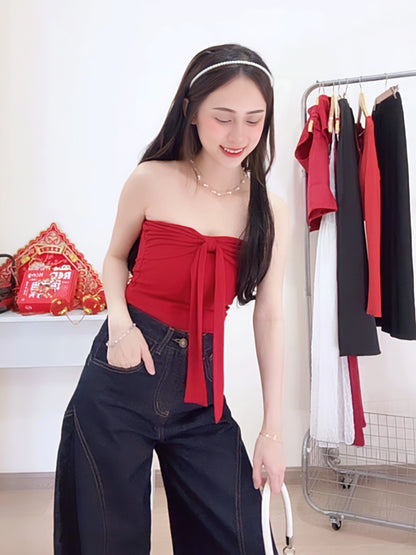 RICH RED BOW FRONT TOP