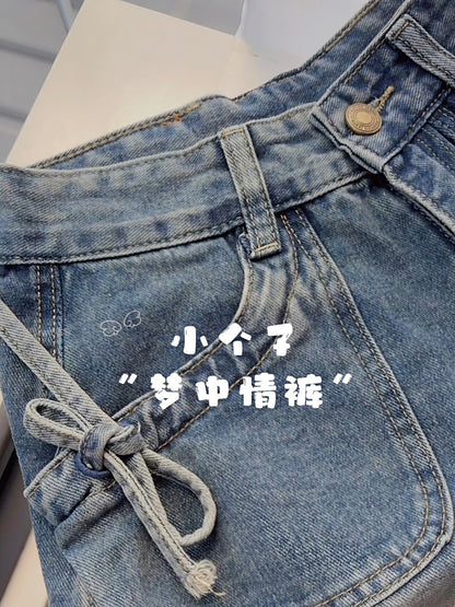 VINTAGE DENIM PANTS WITH POCKET- PETITEGIRLS 小个子定制款