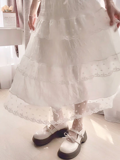 LONG LACE RUFFLE SKIRT- PETITEGIRLS 小个子定制款