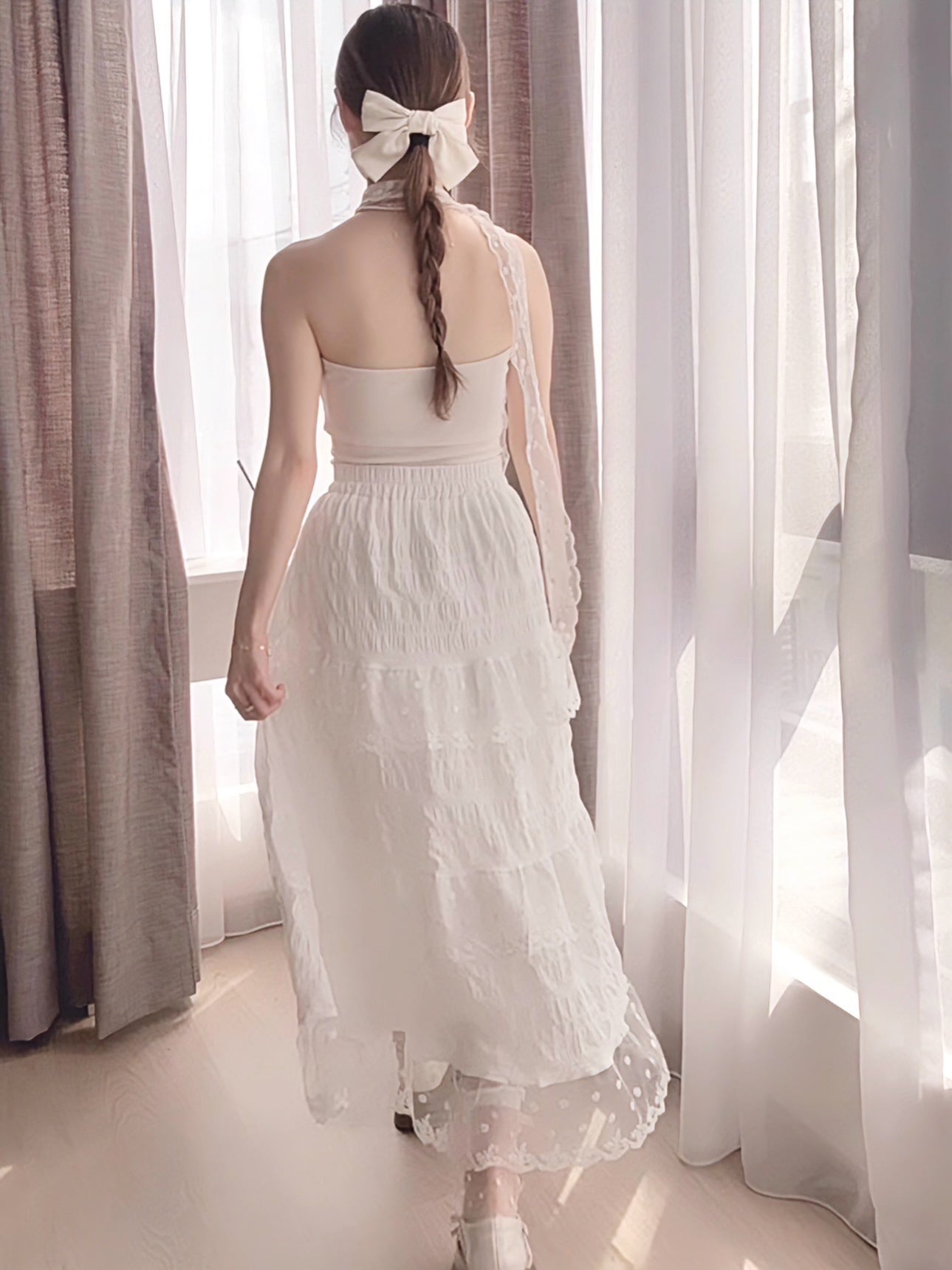 LONG LACE RUFFLE SKIRT- PETITEGIRLS 小个子定制款