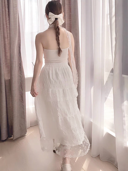 LONG LACE RUFFLE SKIRT- PETITEGIRLS 小个子定制款