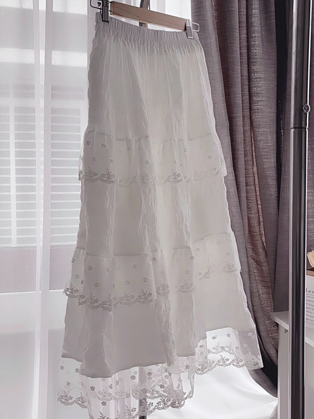 LONG LACE RUFFLE SKIRT- PETITEGIRLS 小个子定制款