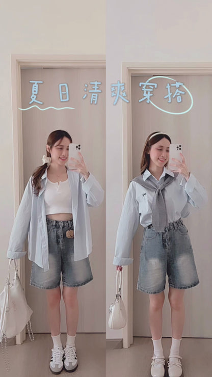 CASUAL DENIM SHORTS- PETITEGIRLS 小个子定制款