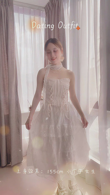 LONG LACE RUFFLE SKIRT- PETITEGIRLS 小个子定制款