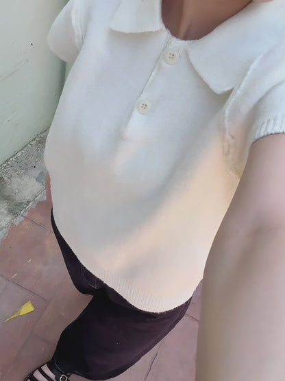 MINIMAL KNIT POLO TOP